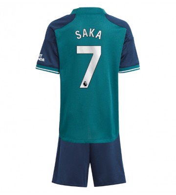 Arsenal Bukayo Saka #7 Tercera Equipación Niños 2023-24 Manga Corta (+ Pantalones cortos)